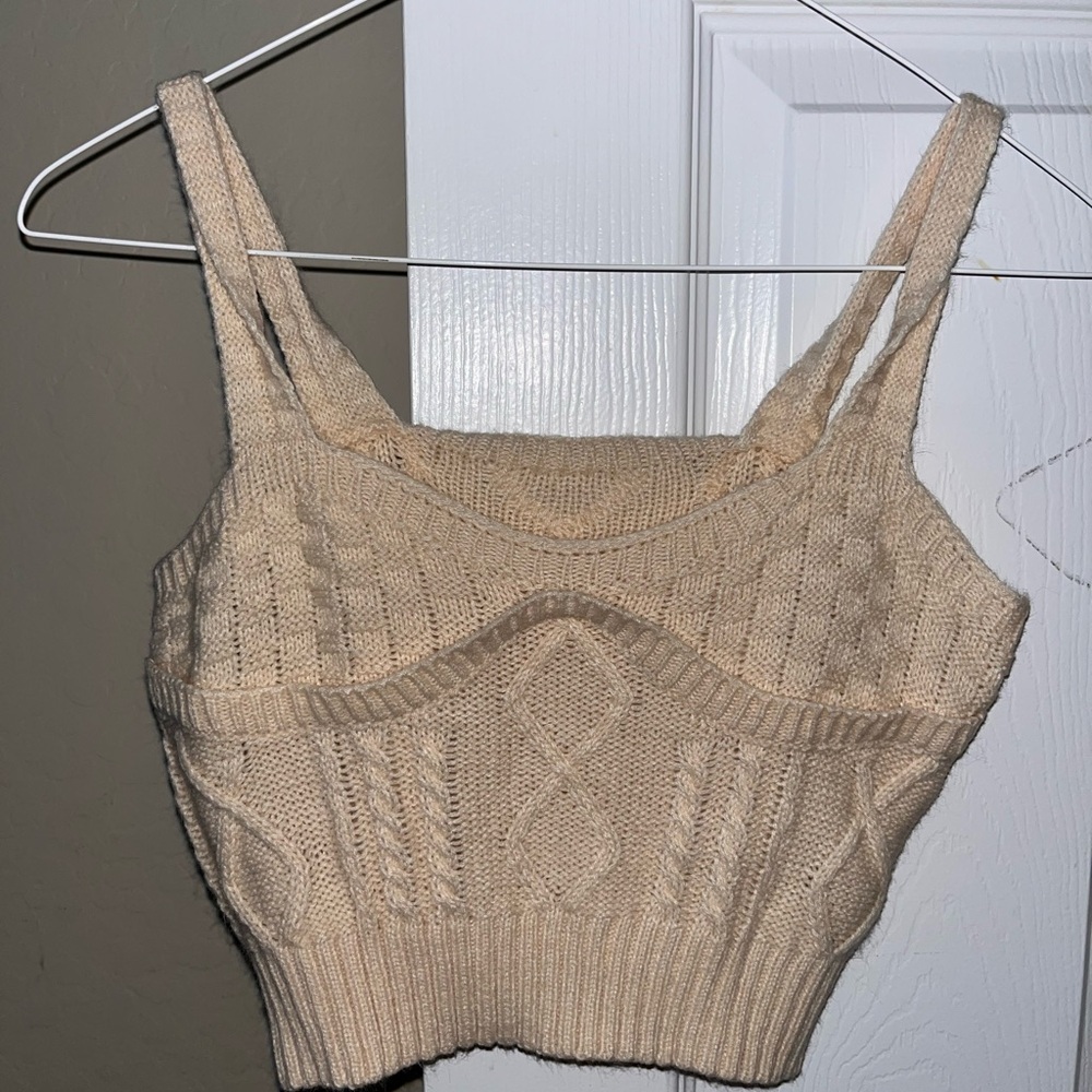 Cream Cable Knit Cropped Top and matching cardigan